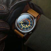 AVI-8 Flyboy Wingman Worldtimer GMT with Atlantic Blue Dial #AV-4120-01