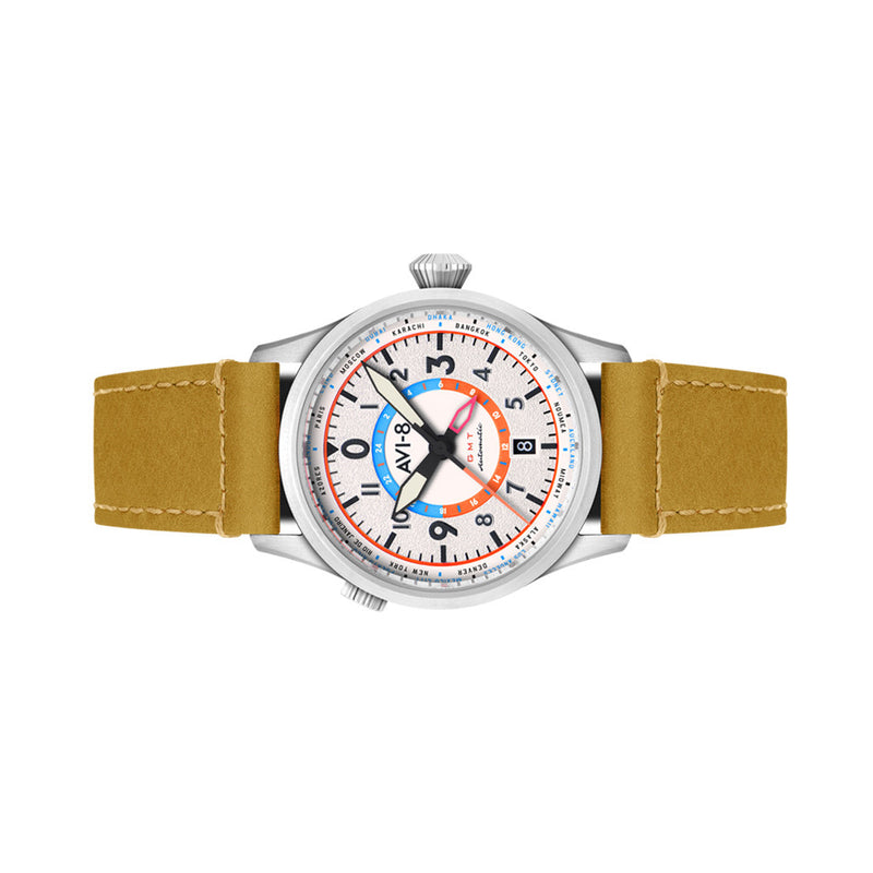 AVI-8 Flyboy Wingman Worldtimer GMT with Sand Green Dial #AV-4120-02