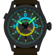AVI-8 Flyboy Wingman Worldtimer GMT with Sand Green Dial #AV-4120-02