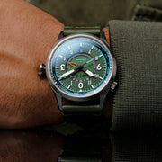AVI-8 Flyboy Wingman Worldtimer GMT with Jungle Green Dial #AV-4120-05