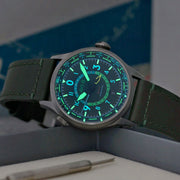 AVI-8 Flyboy Wingman Worldtimer GMT with Jungle Green Dial #AV-4120-05