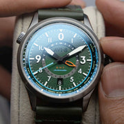 AVI-8 Flyboy Wingman Worldtimer GMT with Jungle Green Dial #AV-4120-05