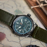 AVI-8 Flyboy Wingman Worldtimer GMT with Jungle Green Dial #AV-4120-05
