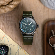 AVI-8 Flyboy Wingman Worldtimer GMT with Jungle Green Dial #AV-4120-05
