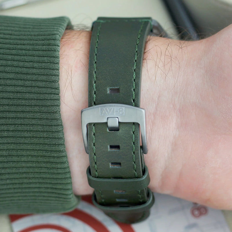 AVI-8 Flyboy Wingman Worldtimer GMT with Jungle Green Dial #AV-4120-05
