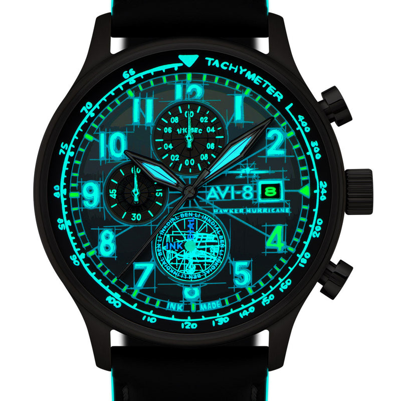 AVI-8  Hawker Hurricane Inkdial Chronograph Limited Edition #AV-4123-01