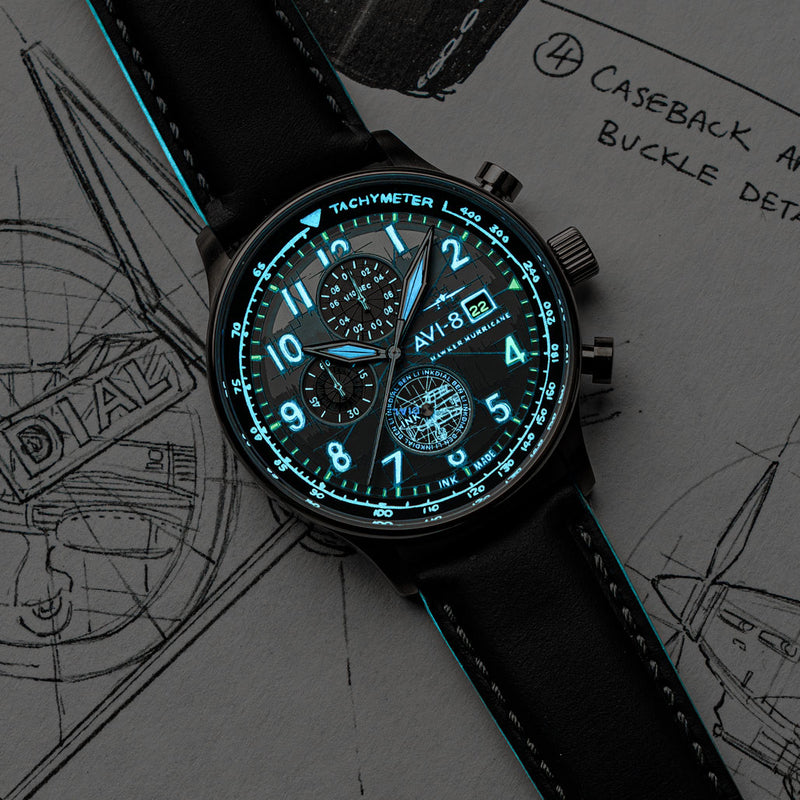 AVI-8  Hawker Hurricane Inkdial Chronograph Limited Edition #AV-4123-01