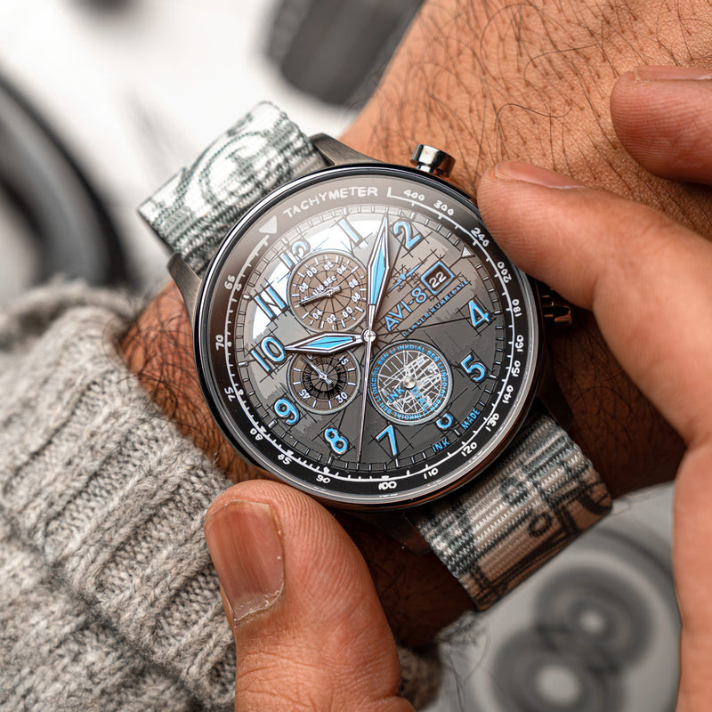 AVI-8  Hawker Hurricane Inkdial Chronograph Limited Edition #AV-4123-01