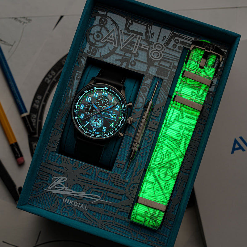 AVI-8  Hawker Hurricane Inkdial Chronograph Limited Edition #AV-4123-01