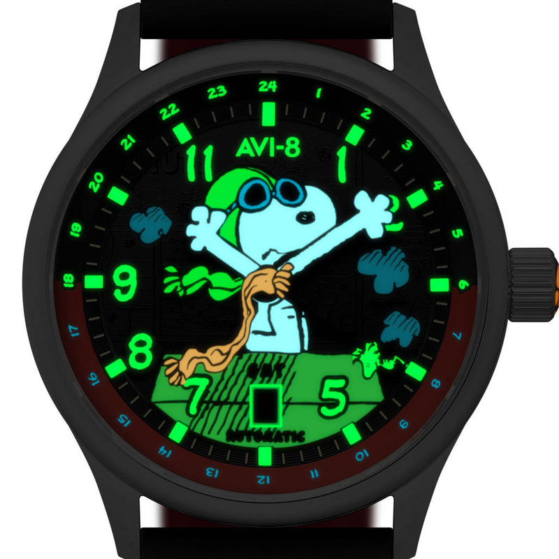 AVI-8 x Peanuts Snoopy Flying Ace GMT Automatic in Doghouse Red #AV-4136-01