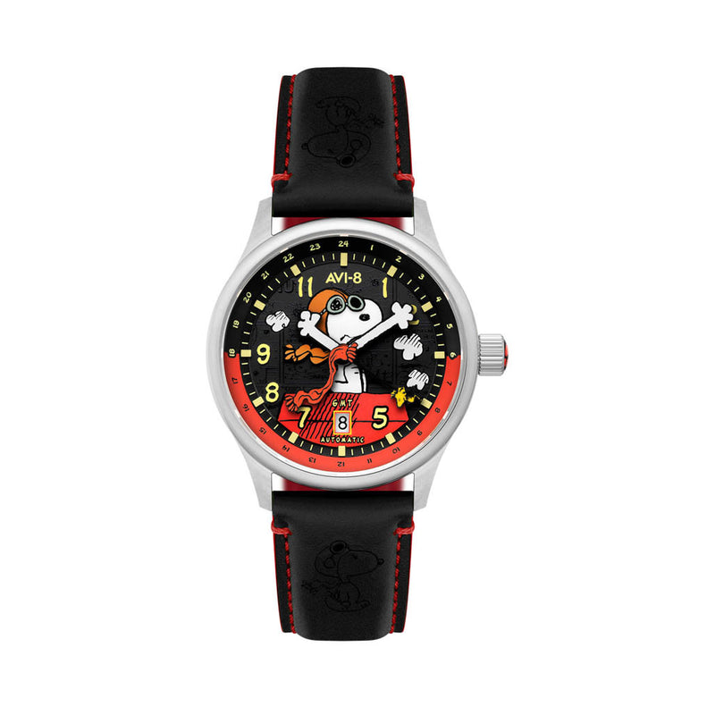AVI-8 x Peanuts Snoopy Flying Ace GMT Automatic in Doghouse Red #AV-4136-01