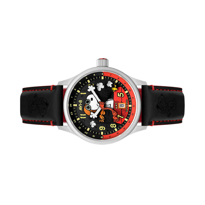AVI-8 x Peanuts Snoopy Flying Ace GMT Automatic in Doghouse Red #AV-4136-01