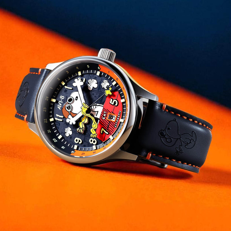 AVI-8 x Peanuts Snoopy Flying Ace GMT Automatic in Sketchbook Blue #AV-4136-02