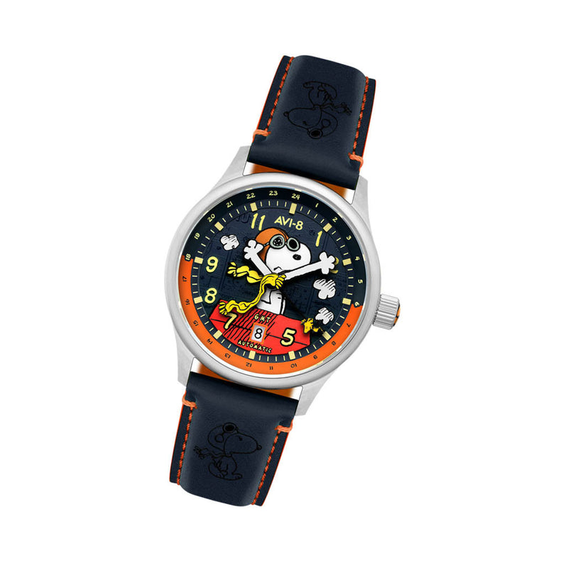 AVI-8 x Peanuts Snoopy Flying Ace GMT Automatic in Sketchbook Blue #AV-4136-02
