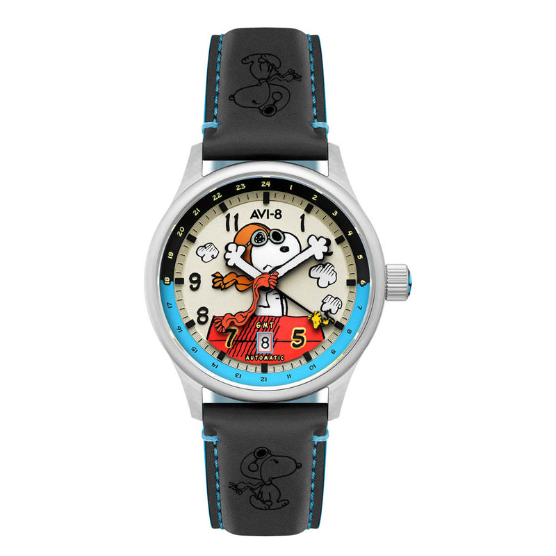 AVI-8 x Peanuts Snoopy Flying Ace GMT Automatic in Cream Brigade #AV-4136-03