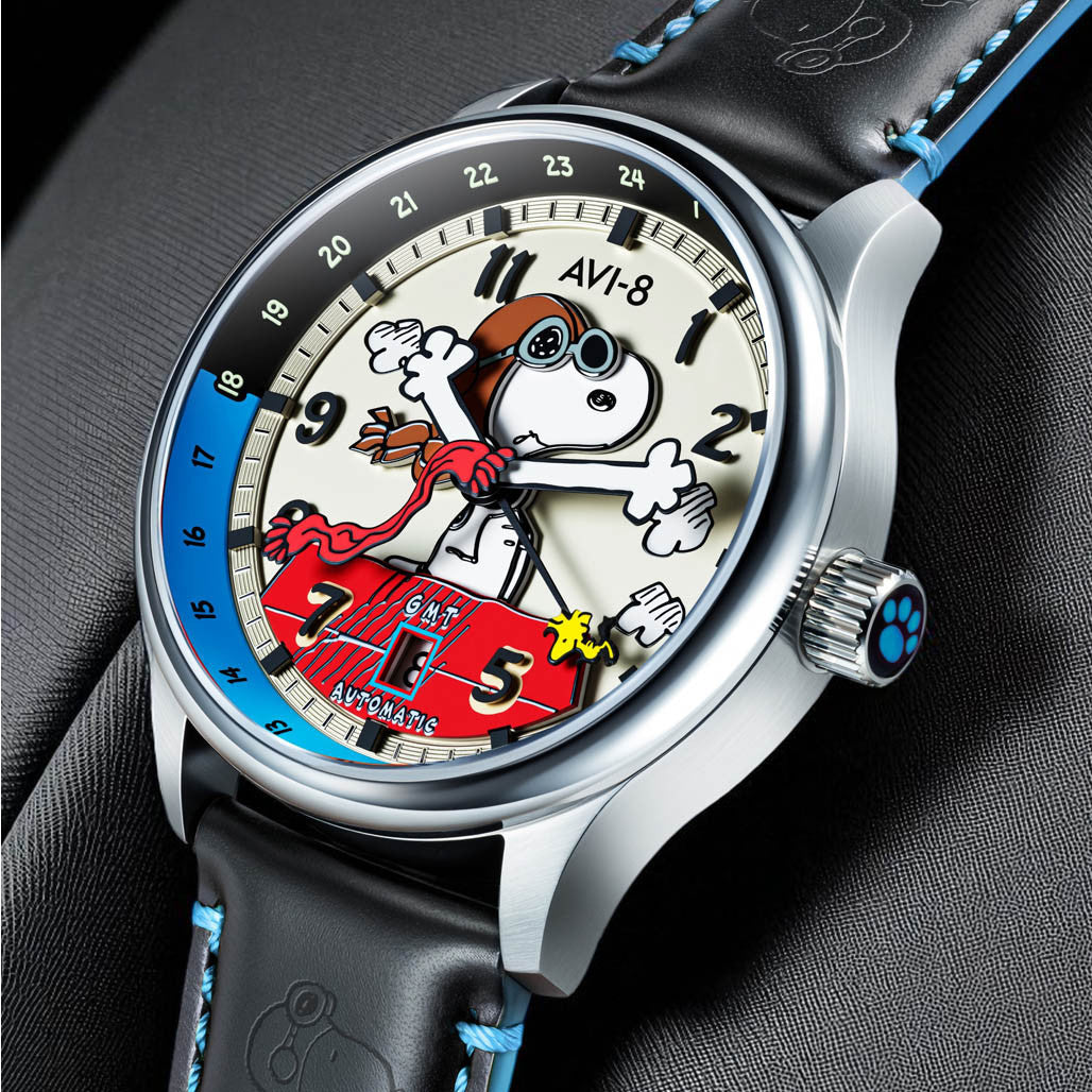 AVI-8 x Peanuts Snoopy Flying Ace GMT Automatic in Cream Brigade