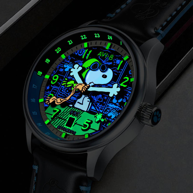 AVI-8 x Peanuts Snoopy Flying Ace GMT Automatic in Cream Brigade #AV-4136-03