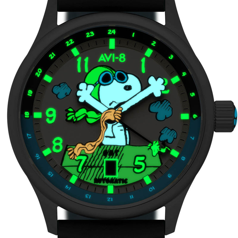 AVI-8 x Peanuts Snoopy Flying Ace GMT Automatic in Cream Brigade #AV-4136-03