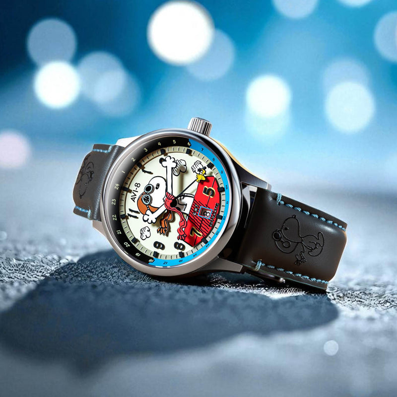 AVI-8 x Peanuts Snoopy Flying Ace GMT Automatic in Cream Brigade #AV-4136-03