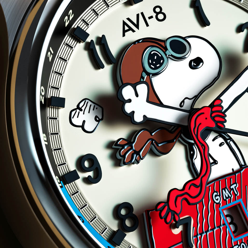 AVI-8 x Peanuts Snoopy Flying Ace GMT Automatic in Cream Brigade