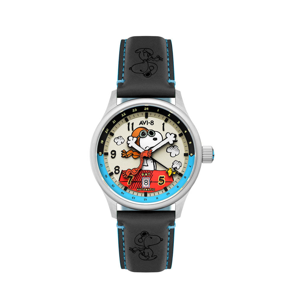 AVI-8 x Peanuts Snoopy Flying Ace GMT Automatic in Cream Brigade