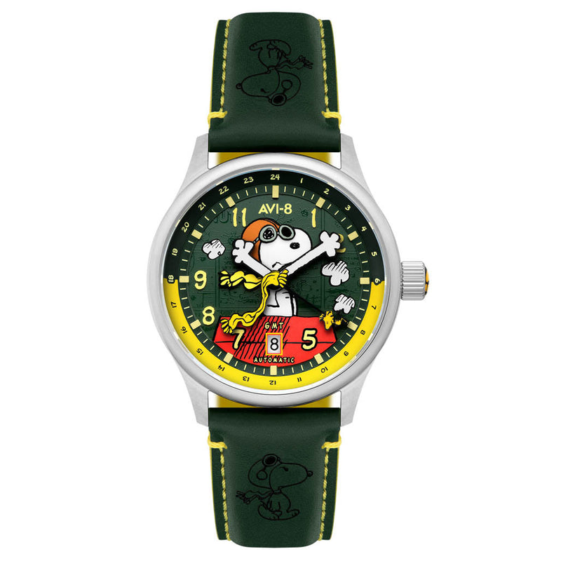 AVI-8 x Peanuts Snoopy Flying Ace GMT Automatic in Winter Green #AV-4136-04