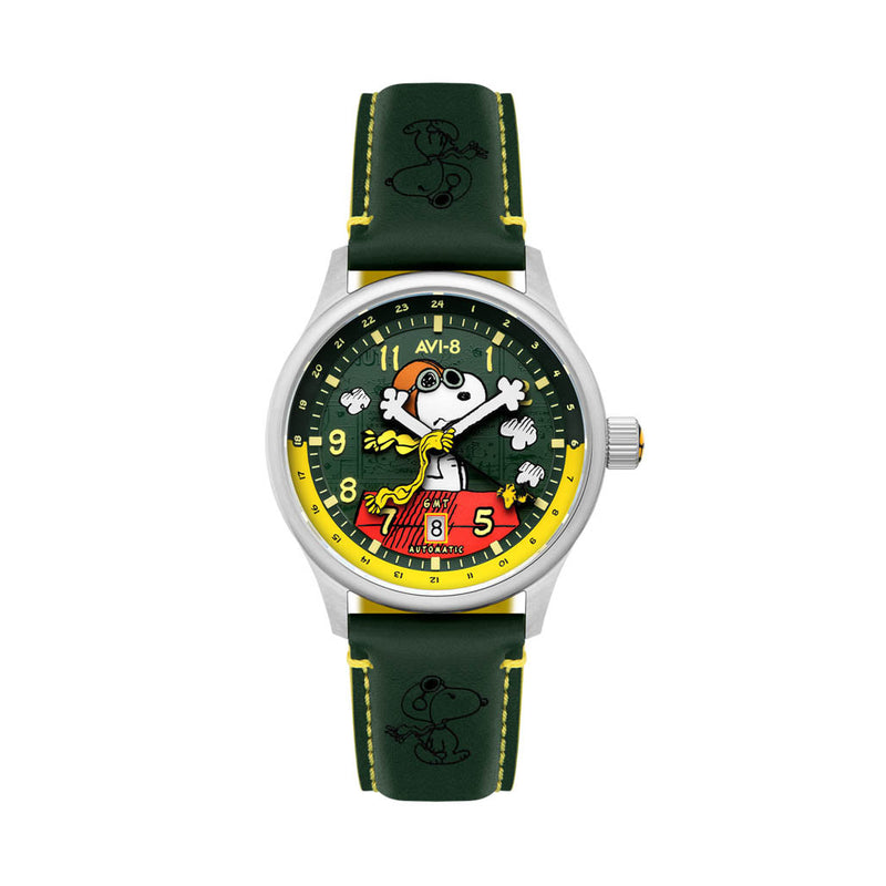 AVI-8 x Peanuts Snoopy Flying Ace GMT Automatic in Winter Green #AV-4136-04