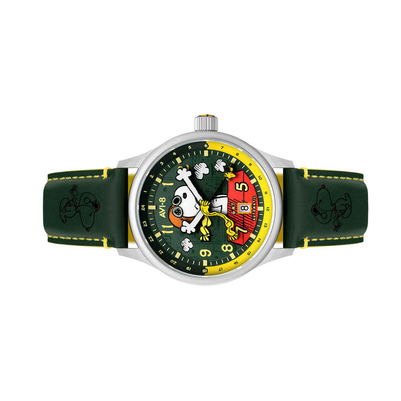 AVI-8 x Peanuts Snoopy Flying Ace GMT Automatic in Winter Green #AV-4136-04