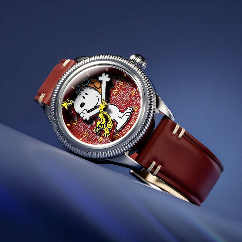 AVI-8 x Peanuts Flyboy Airmaster 40 Meca-Quartz Snoopy Flying Ace #AV-4138-02