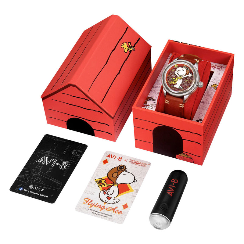 AVI-8 x Peanuts Flyboy Airmaster 40 Meca-Quartz Snoopy Flying Ace #AV-4138-02