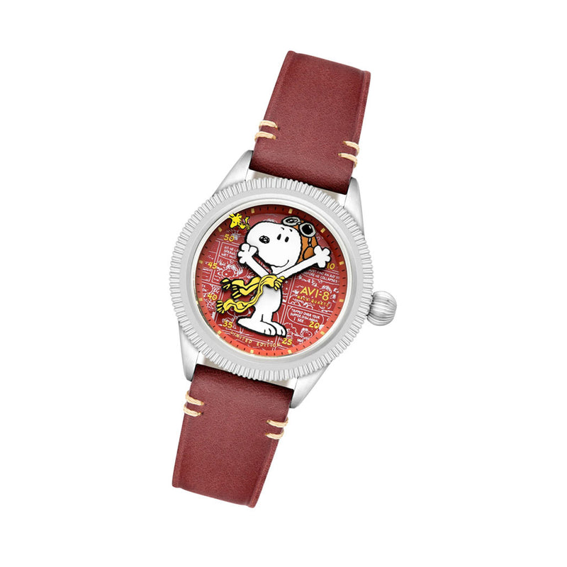 AVI-8 x Peanuts Flyboy Airmaster 40 Meca-Quartz Snoopy Flying Ace #AV-4138-02