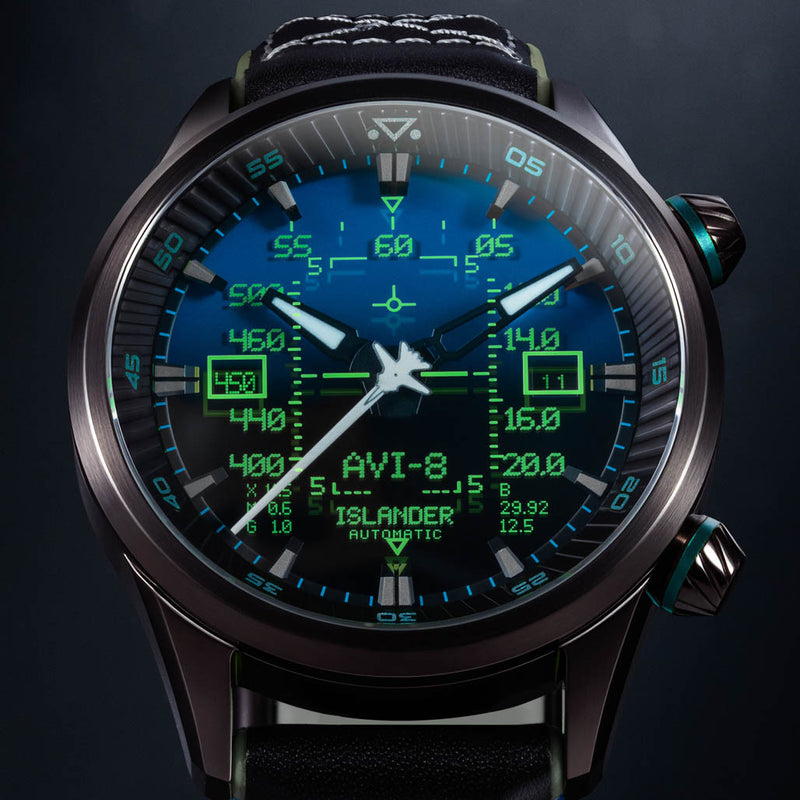 AVI-8 x Islander Limited Edition F-14 HUD Automatic with Gradient Blue Dial #AV-4142-LIW01