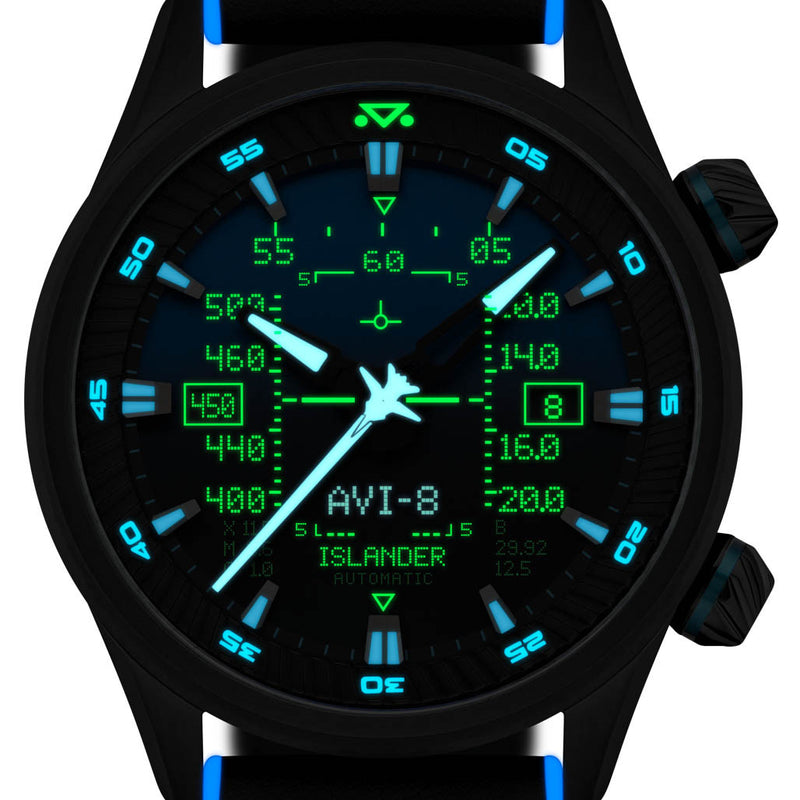 AVI-8 x Islander Limited Edition F-14 HUD Automatic with Gradient Blue Dial #AV-4142-LIW01