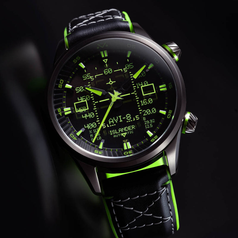 AVI-8 x Islander Limited Edition F-14 HUD Automatic with Gradient Charcoal Dial #AV-4142-LIW02