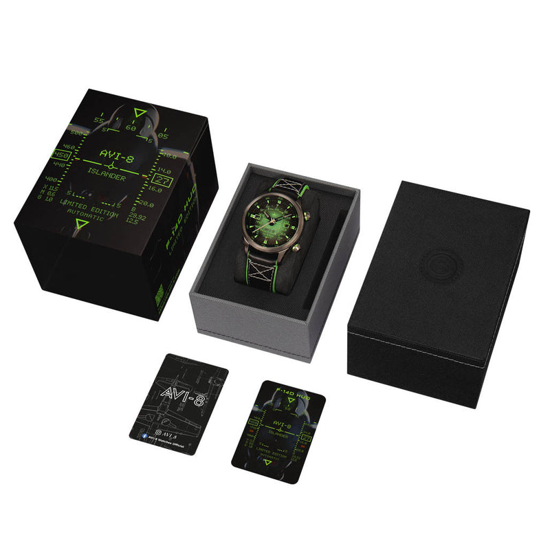 AVI-8 x Islander Limited Edition F-14 HUD Automatic with Gradient Charcoal Dial #AV-4142-LIW02