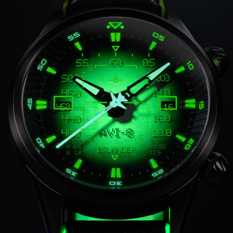 AVI-8 x Islander Limited Edition F-14 HUD Automatic with Night Vision Dial #AV-4142-LIW03
