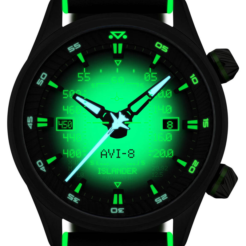 AVI-8 x Islander Limited Edition F-14 HUD Automatic with Night Vision Dial #AV-4142-LIW03