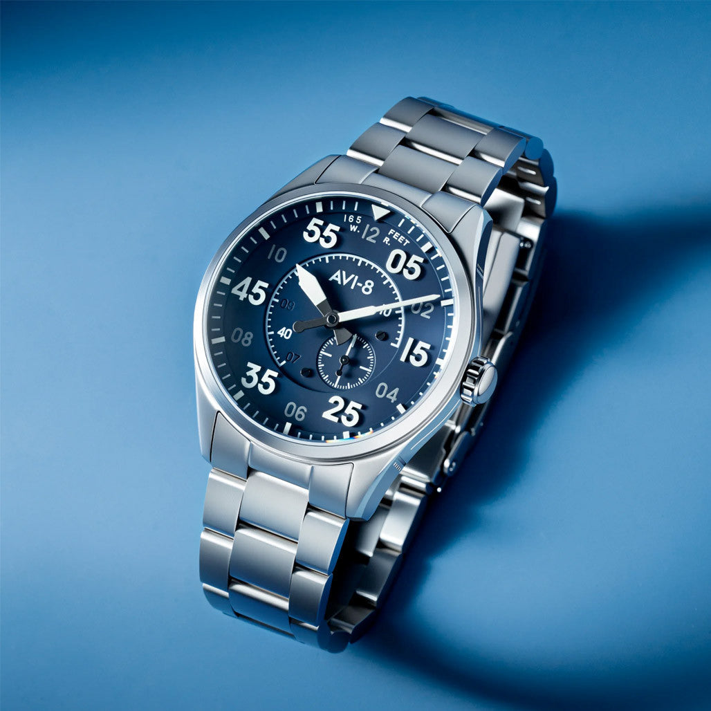 AVI-8 Spitfire Type 300 Automatic with Sky Gauge Blue Dial #AV