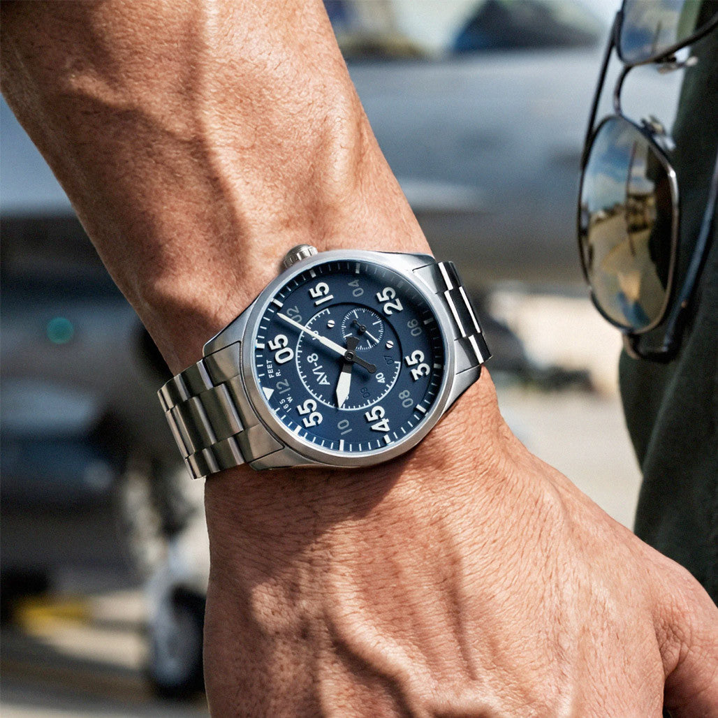 AVI-8 Spitfire Type 300 Automatic with Sky Gauge Blue Dial #AV