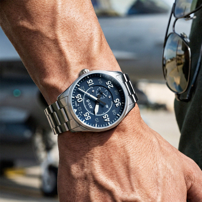 AVI-8 Spitfire Type 300 Automatic with Sky Gauge Blue Dial #AV-4147-11