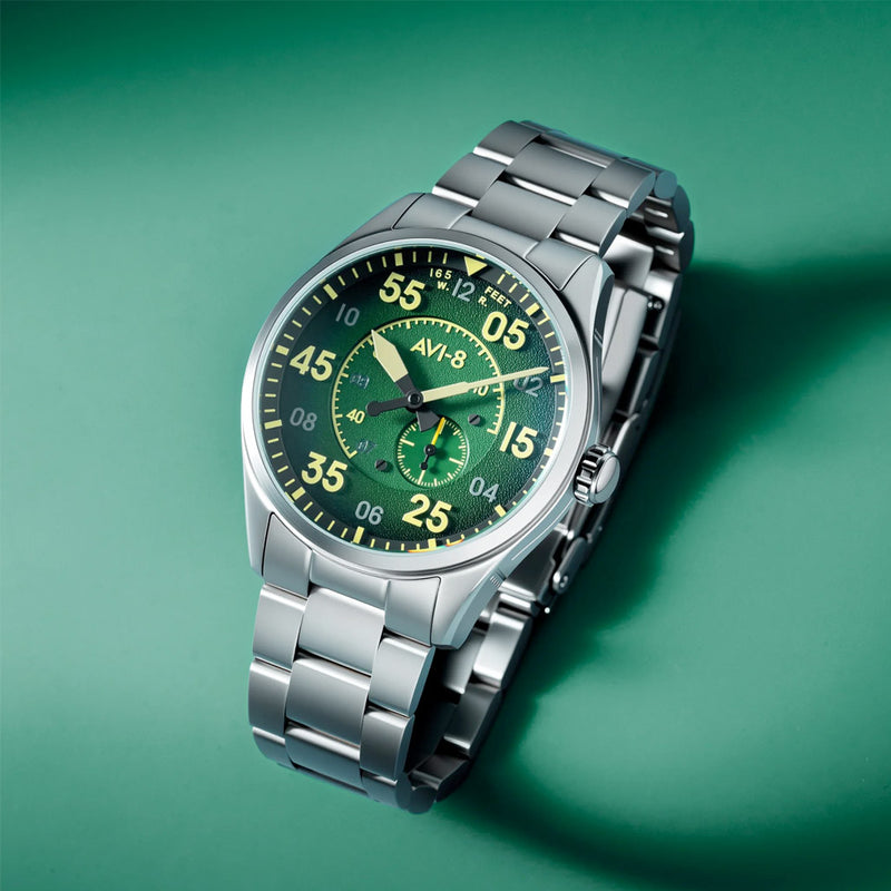 AVI-8 Spitfire Type 300 Automatic with Tarmac Tracker Green Dial #AV-4147-22