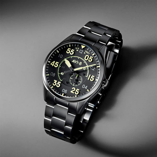 AVI-8 Spitfire Type 300 Automatic with Black Eclipse Display Dial #AV-4147-44