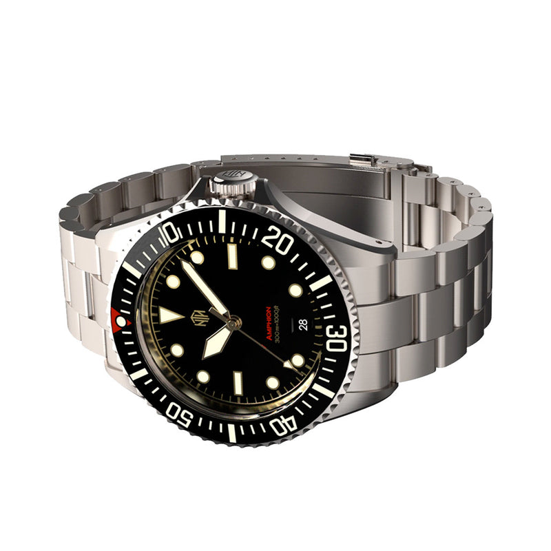 NTH Amphion Vintage Gilt Hi-Beat Automatic Dive Watch with Date #WW-NTH-AVGD side