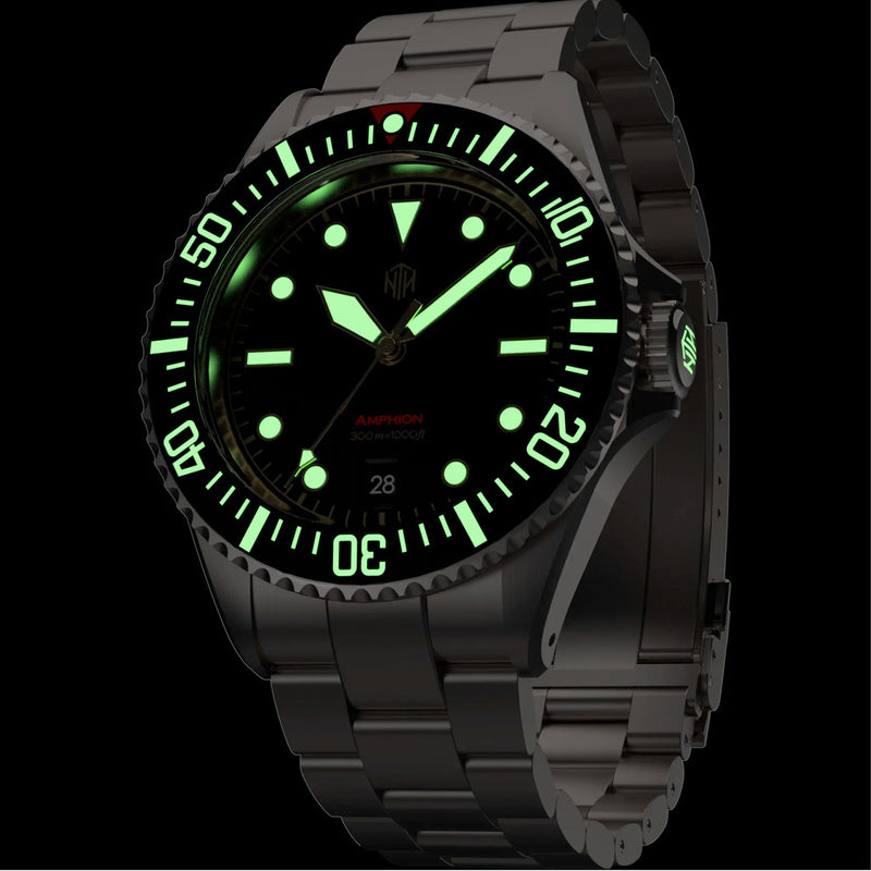 NTH Amphion Vintage Gilt Hi-Beat Automatic Dive Watch with Date #WW-NTH-AVGD lume