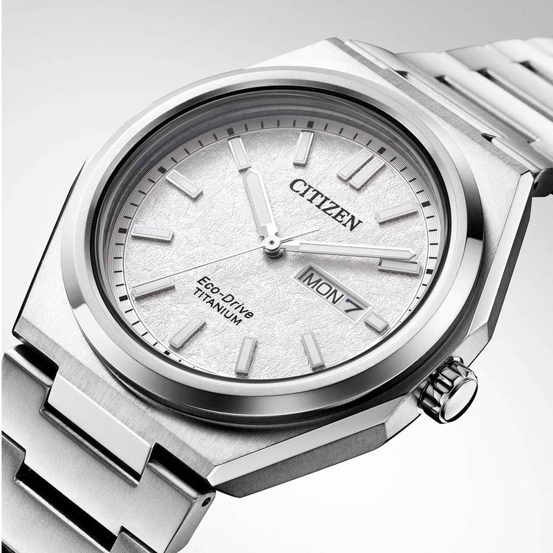 Citizen Eco-Drive Titanium Zenshin Watch with White Dial #AW0130-85A