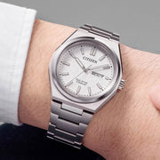 Citizen Eco-Drive Titanium Zenshin Watch with White Dial #AW0130-85A