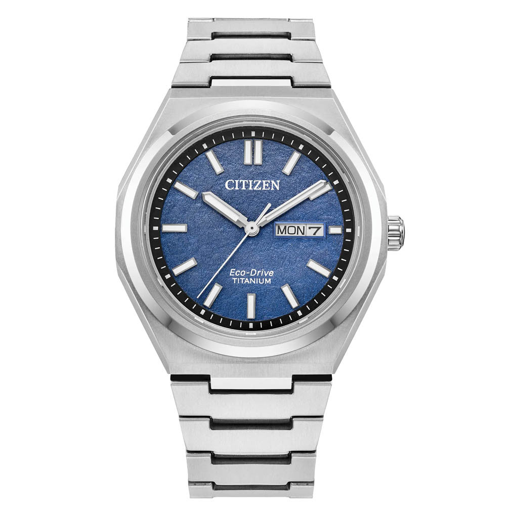 Citizen Eco-Drive Titanium Zenshin Watch with Blue Dial #AW0130