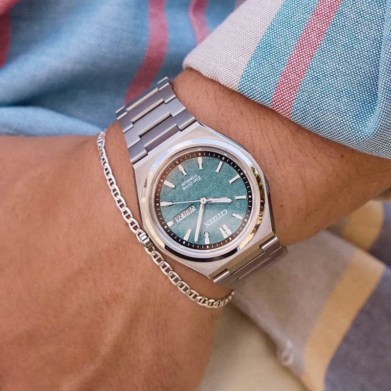 Citizen Eco-Drive Titanium Zenshin Watch with Green Dial #AW0130-85X
