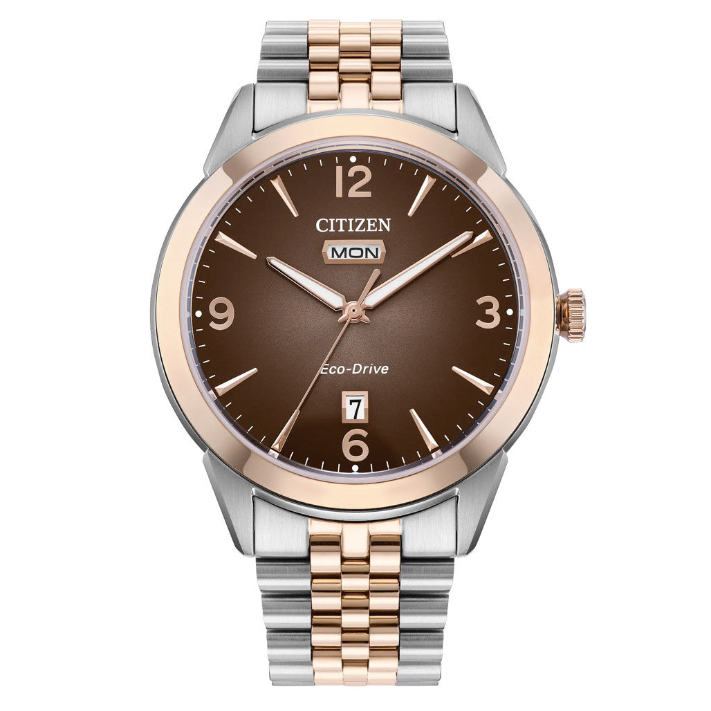 Citizen Rolan Eco-Drive Day-Date Two-Tone with Brown Dial #AW0156