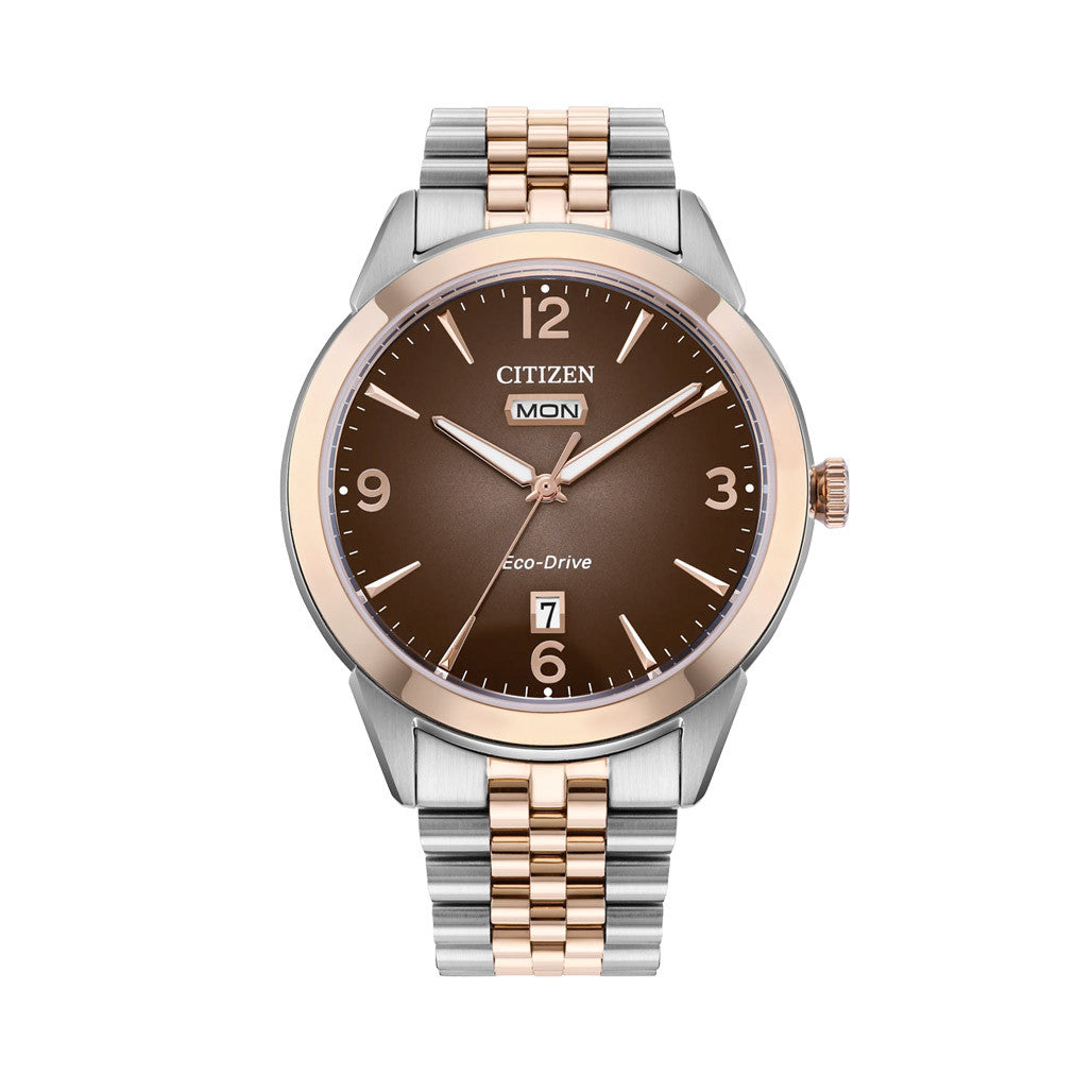 Citizen Rolan Eco-Drive Day-Date Two-Tone with Brown Dial #AW0156
